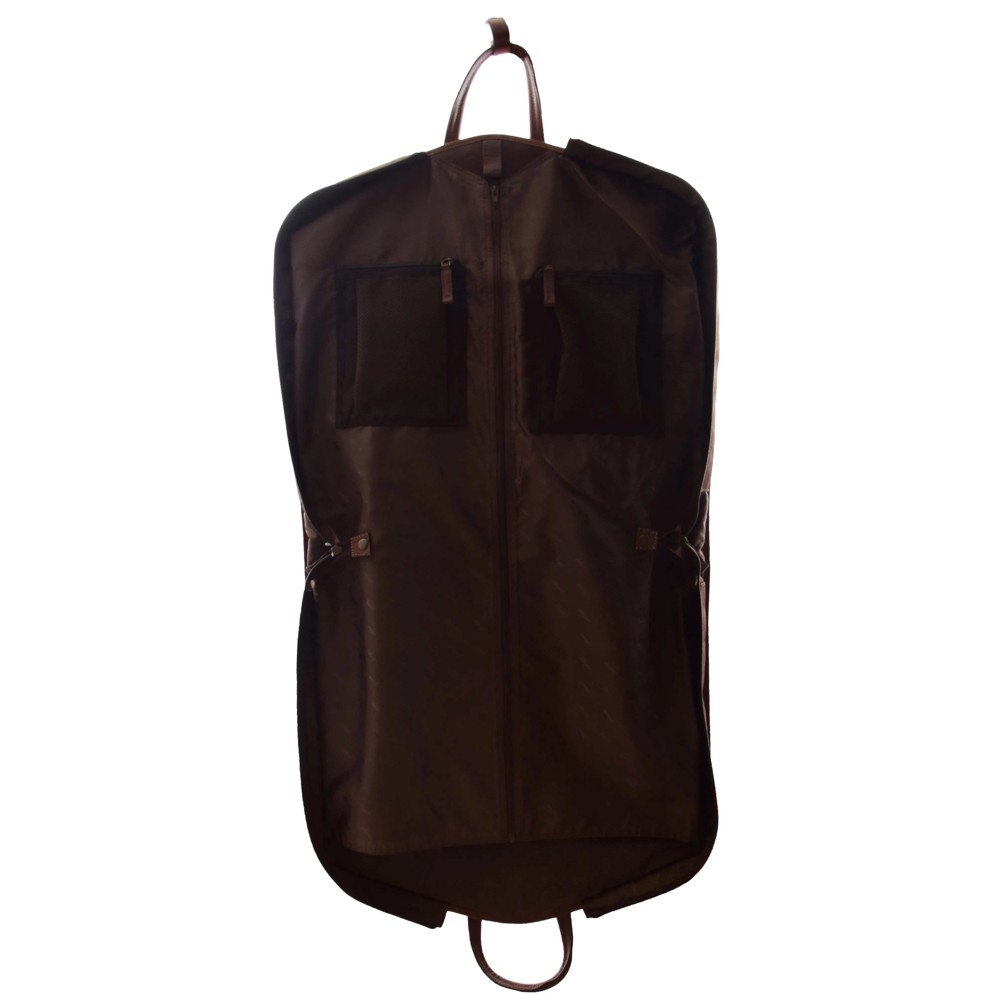 DR613 Genuine Leather Travel Suit Carrier Garment Bag Brown