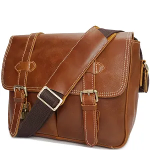 DR652 Genuine Leather Cross Body Camera Organiser Bag Tan
