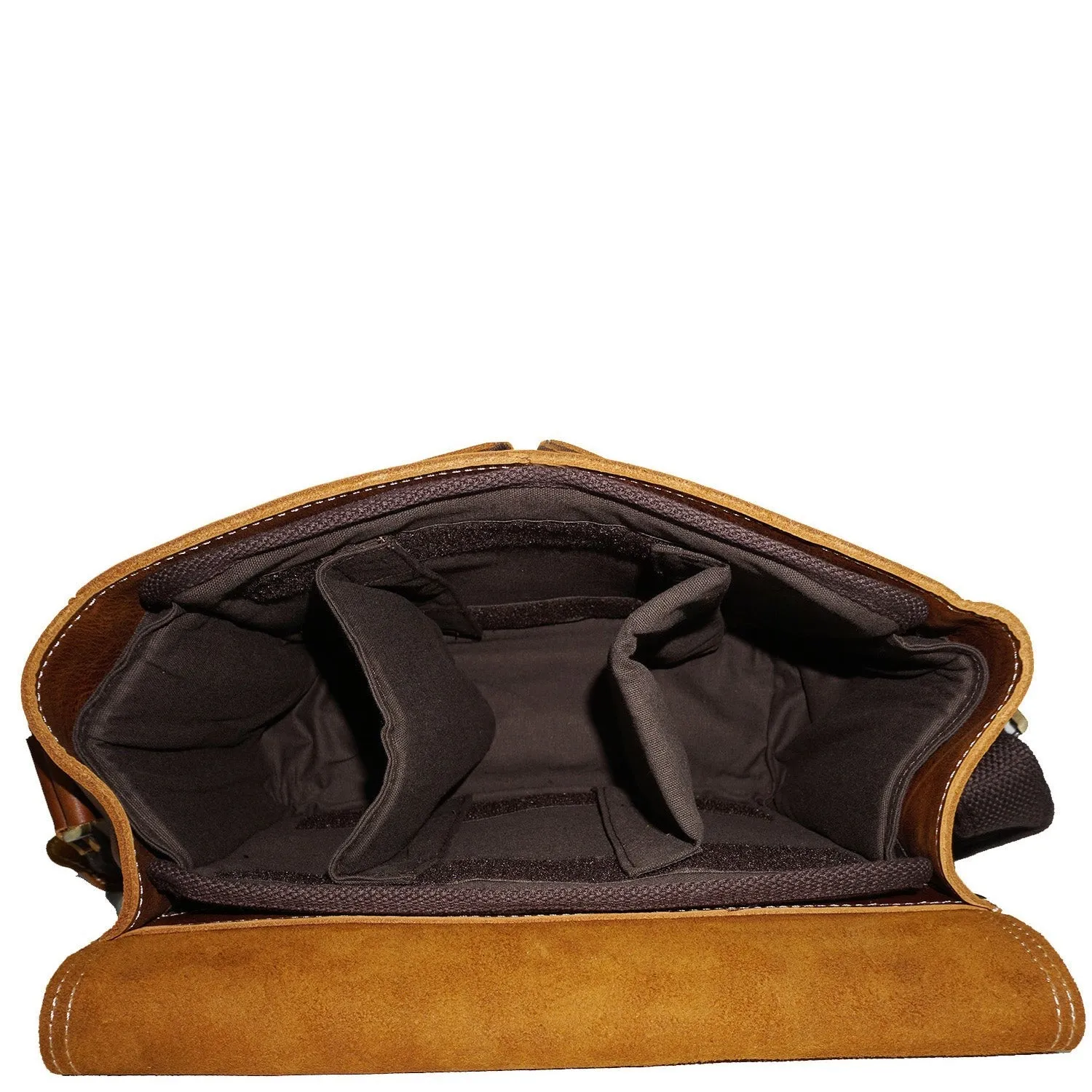 DR652 Genuine Leather Cross Body Camera Organiser Bag Tan