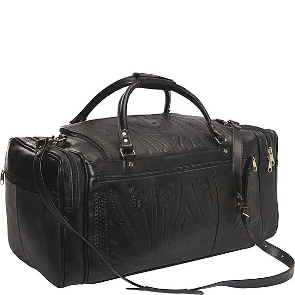 Duffle Bag in Hand Tooled Leather, Large, Multi Colors 480L