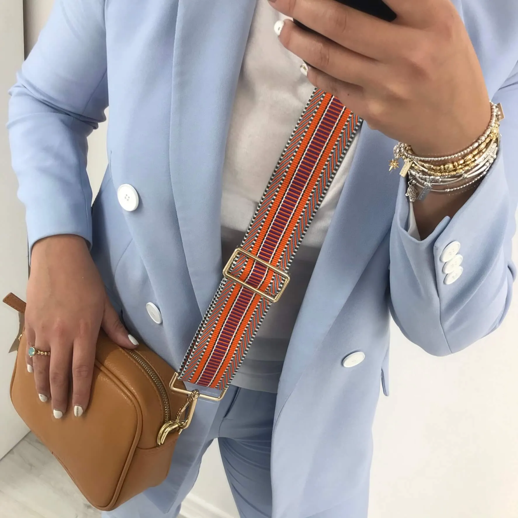 Elie Beaumont Bag Strap - Orange Aztec