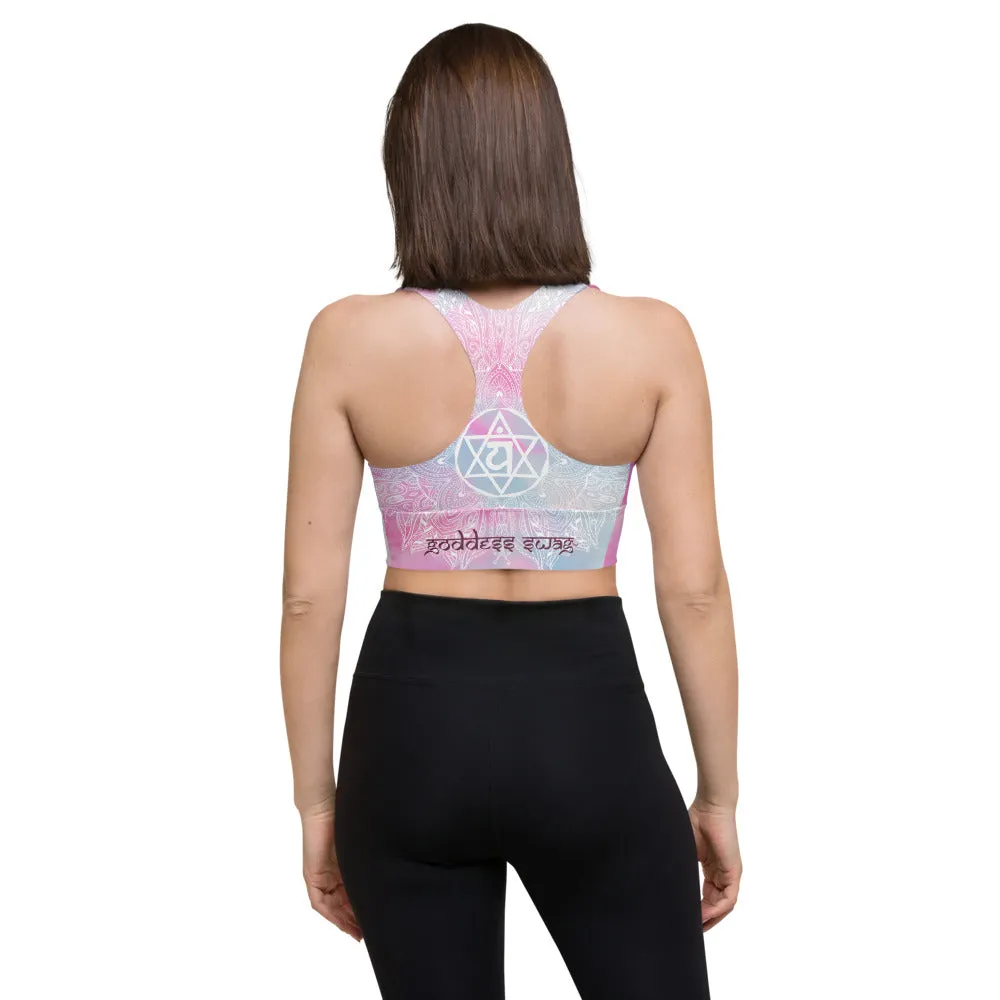 Ethereal Heart Chakra Longline Sports Bra Top by Goddess Swag