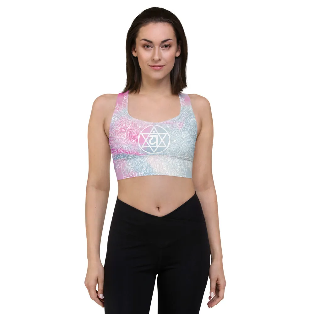 Ethereal Heart Chakra Longline Sports Bra Top by Goddess Swag