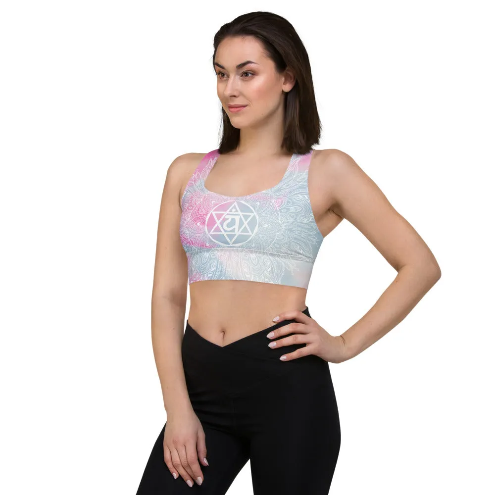 Ethereal Heart Chakra Longline Sports Bra Top by Goddess Swag