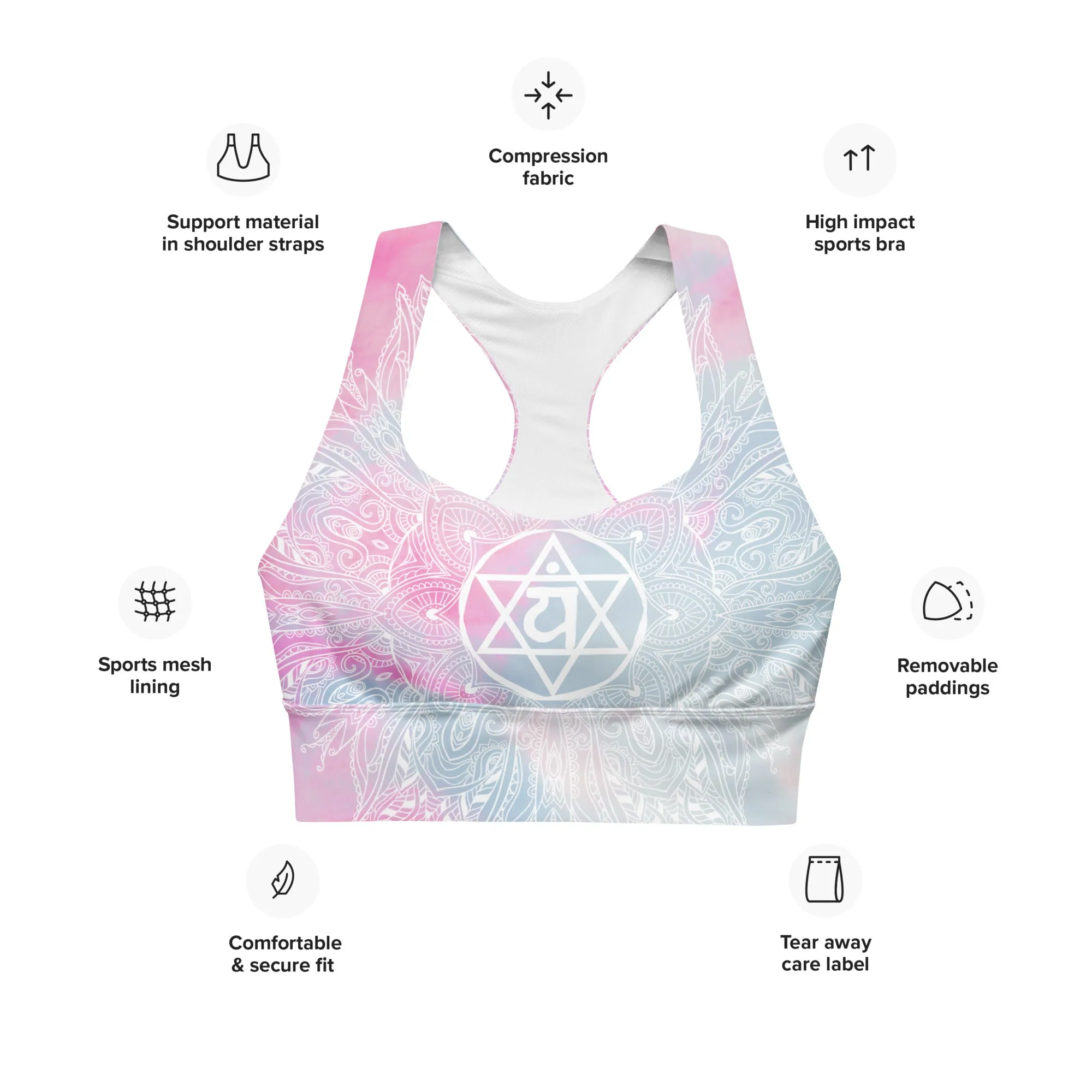 Ethereal Heart Chakra Longline Sports Bra Top by Goddess Swag