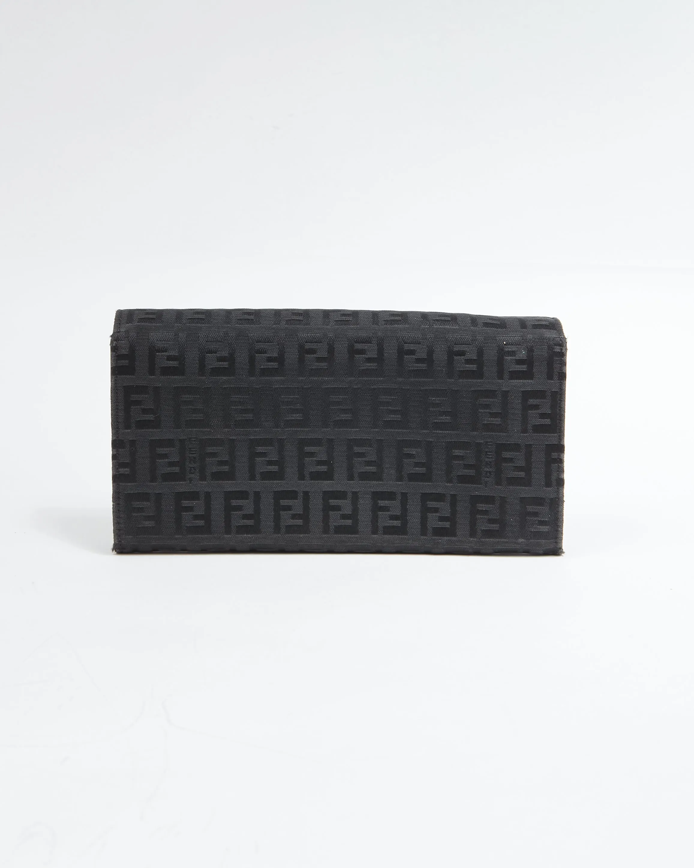 Fendi Black Zucchino Canvas Continental Flap Wallet
