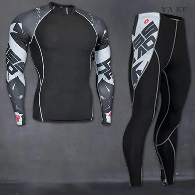 Fitness suit long-sleeved tights men's quick training sports stretch running fitness clothes