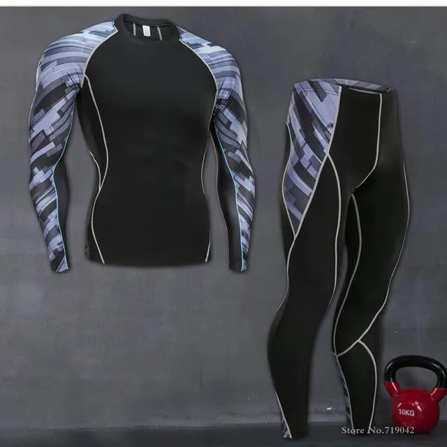 Fitness suit long-sleeved tights men's quick training sports stretch running fitness clothes
