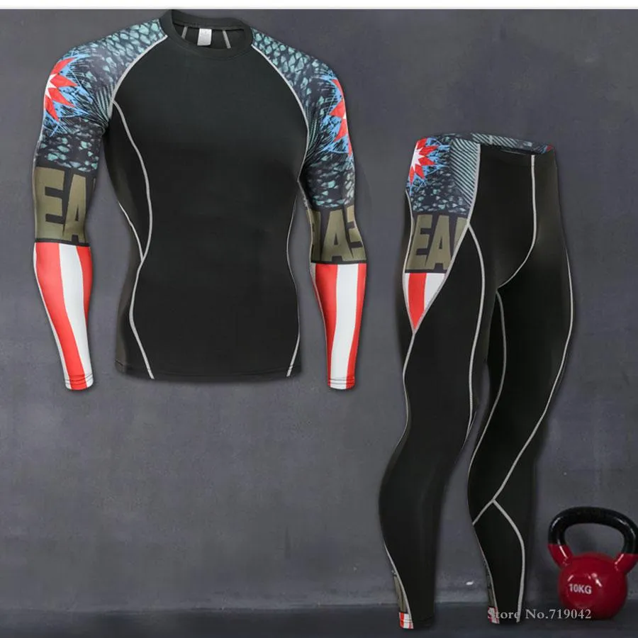 Fitness suit long-sleeved tights men's quick training sports stretch running fitness clothes