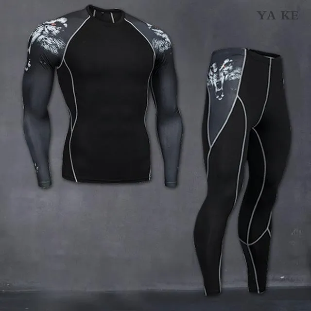 Fitness suit long-sleeved tights men's quick training sports stretch running fitness clothes