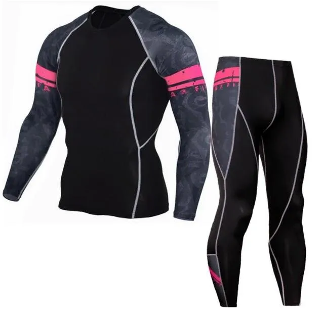 Fitness suit long-sleeved tights men's quick training sports stretch running fitness clothes