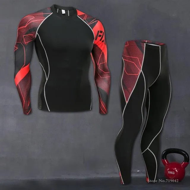 Fitness suit long-sleeved tights men's quick training sports stretch running fitness clothes