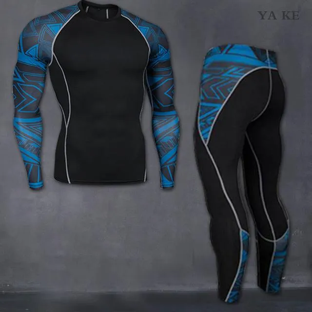 Fitness suit long-sleeved tights men's quick training sports stretch running fitness clothes
