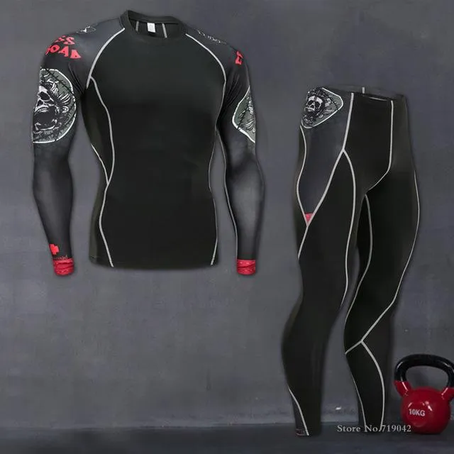 Fitness suit long-sleeved tights men's quick training sports stretch running fitness clothes
