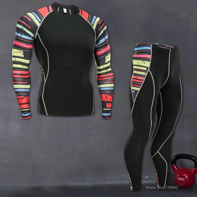 Fitness suit long-sleeved tights men's quick training sports stretch running fitness clothes