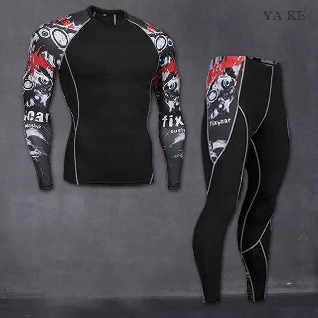 Fitness suit long-sleeved tights men's quick training sports stretch running fitness clothes