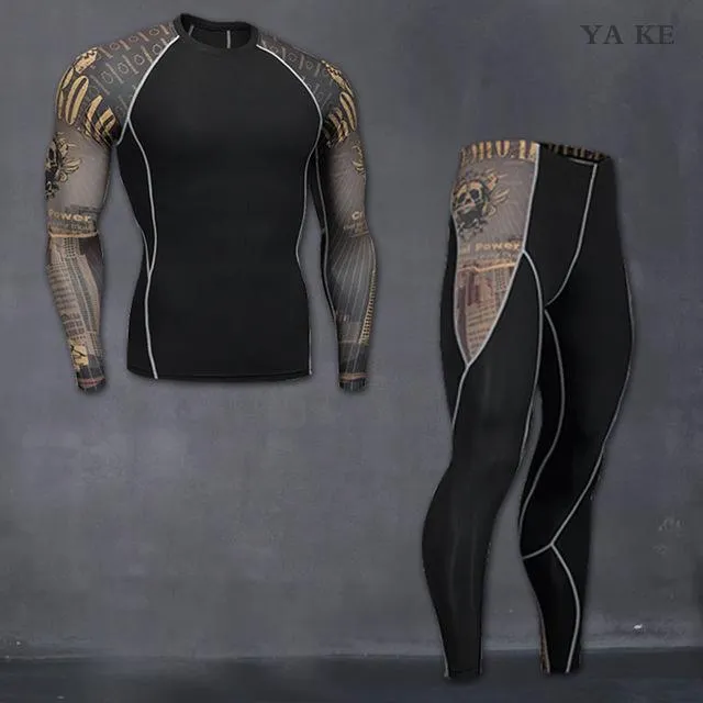 Fitness suit long-sleeved tights men's quick training sports stretch running fitness clothes