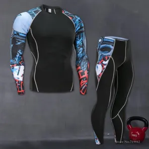 Fitness suit long-sleeved tights men's quick training sports stretch running fitness clothes