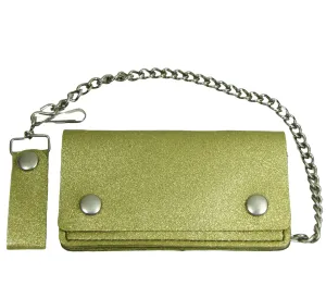GB402-GO - 6" Glitter Biker Wallet- Gold