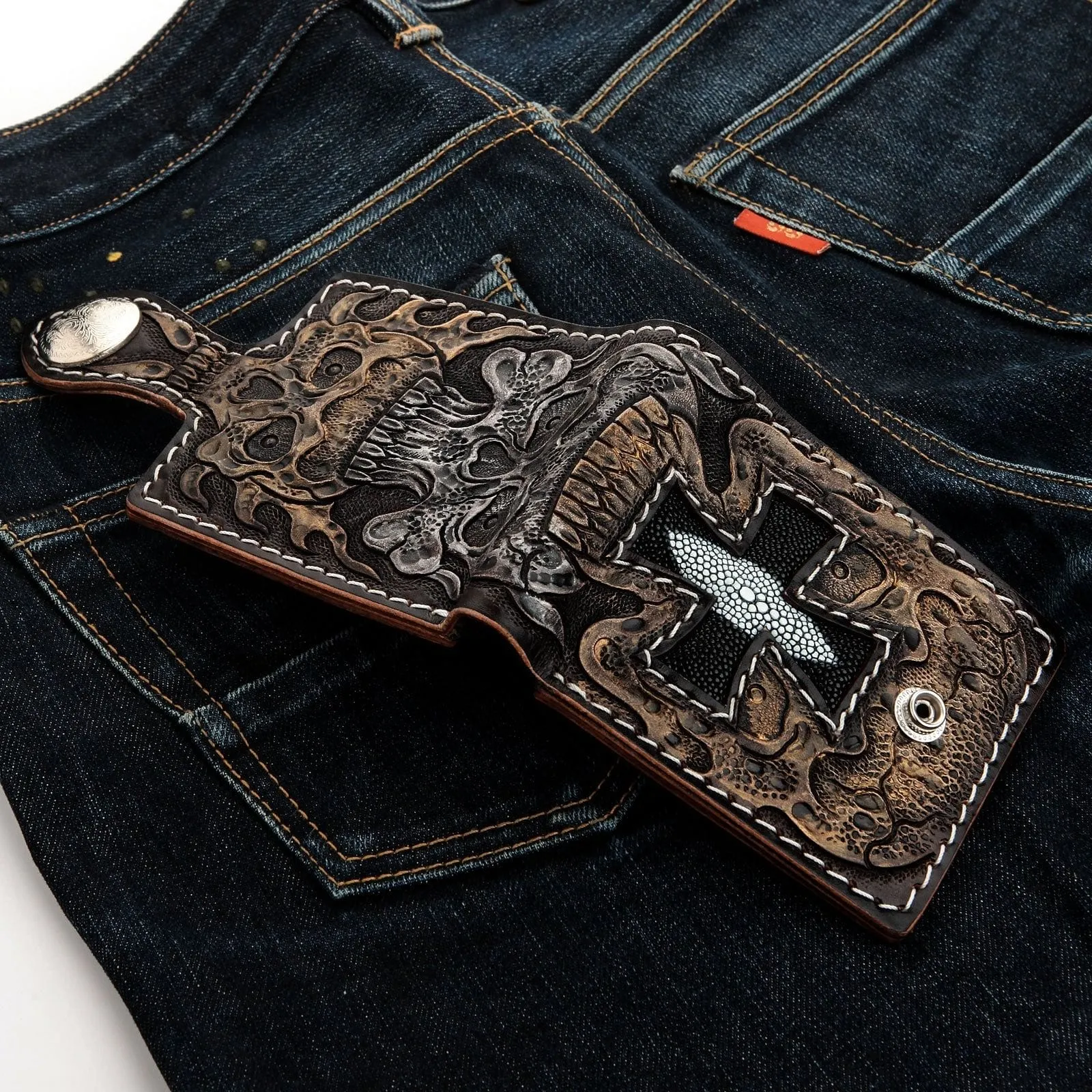 Genuine Cowhide Leather Rider Biker Wallet