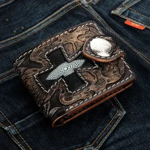 Genuine Cowhide Leather Rider Biker Wallet