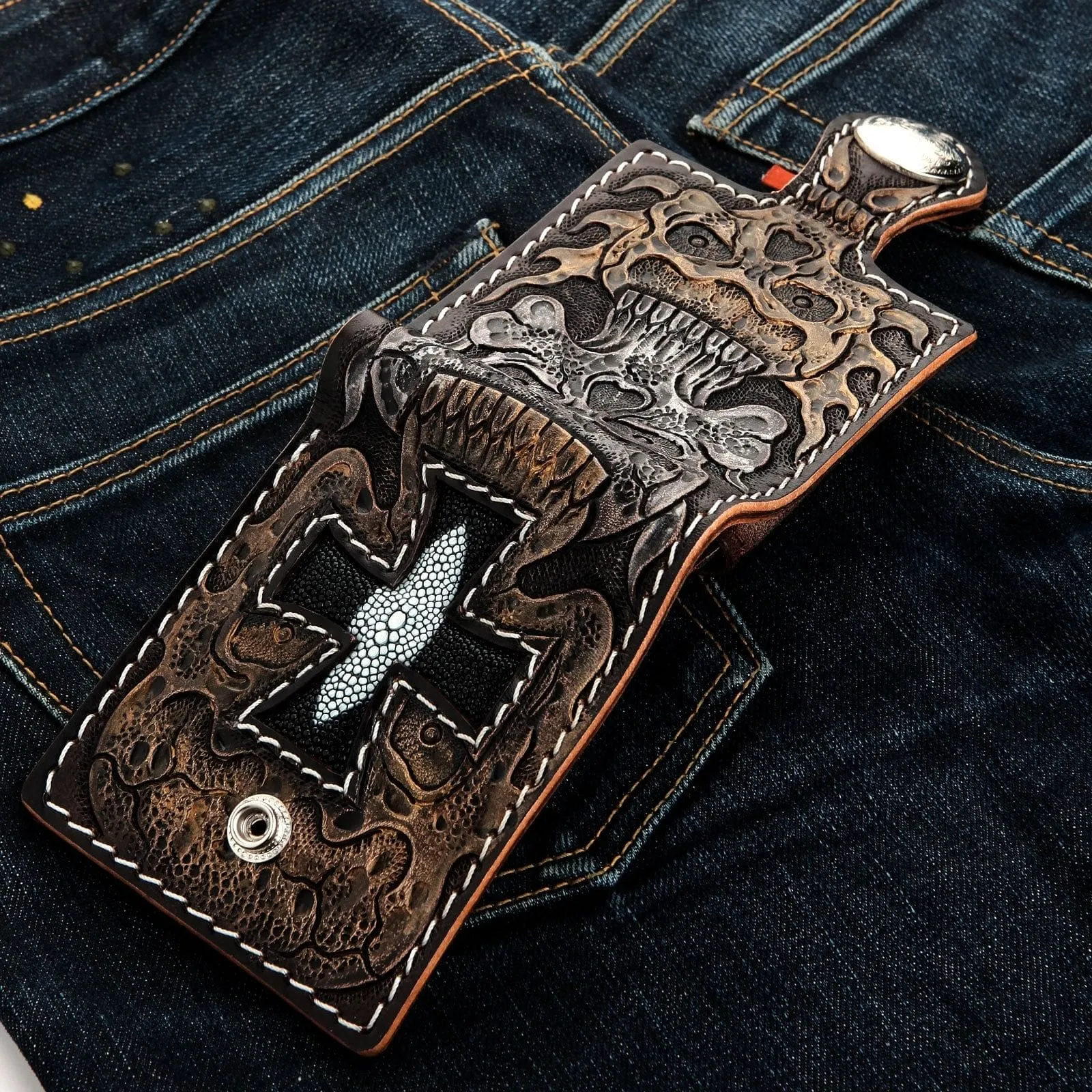 Genuine Cowhide Leather Rider Biker Wallet