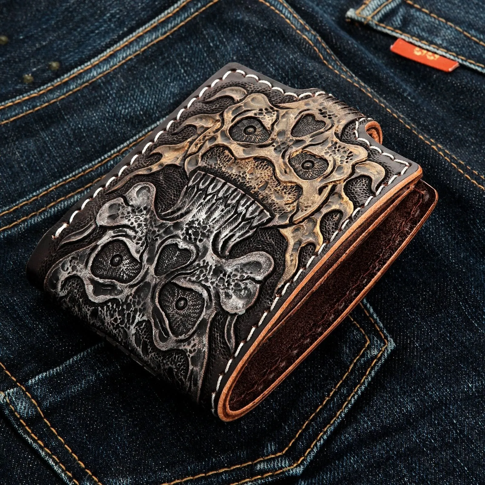 Genuine Cowhide Leather Rider Biker Wallet