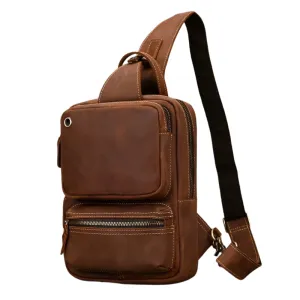 Genuine Leather Chest Bag Large Capacity Crossbody Bag Men