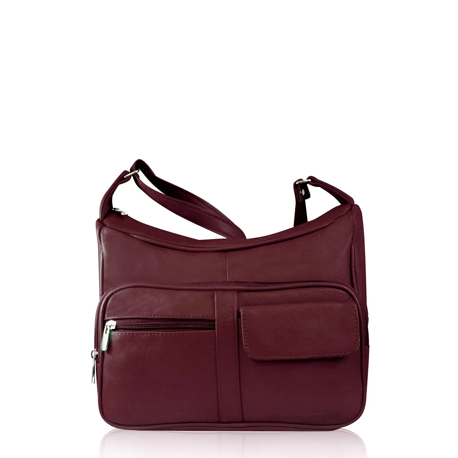 Genuine Leather Purse with Cross Body Shoulder Strap