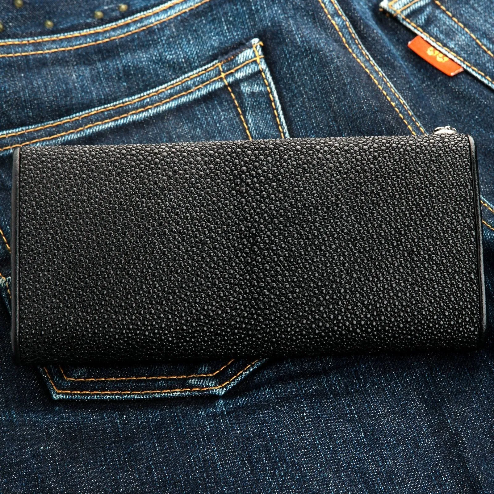 Genuine Stingray Leather Trifold Biker Leather Wallet