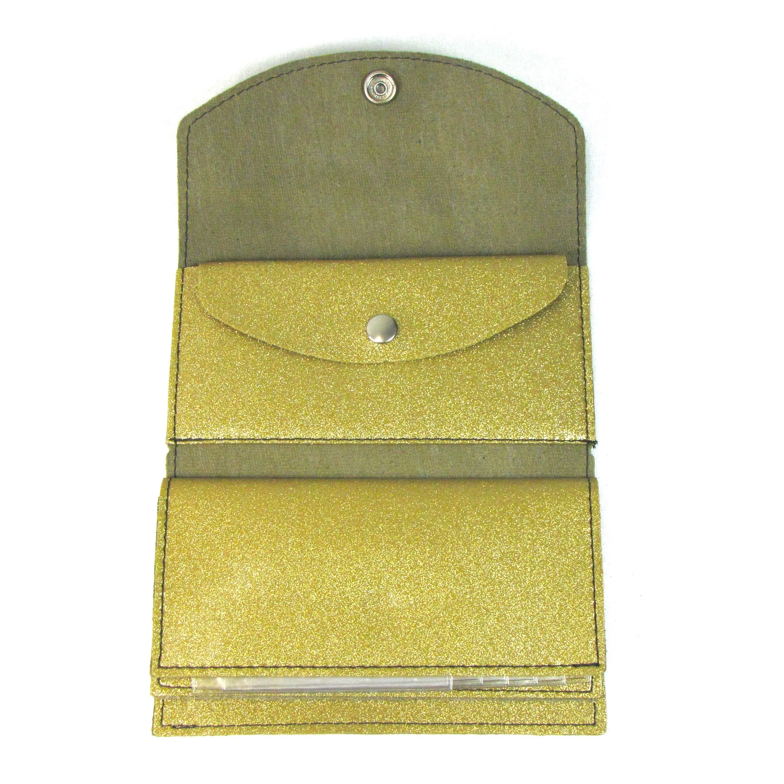 GO702-GO  Glitter Ladies Organizer Wallet- Gold