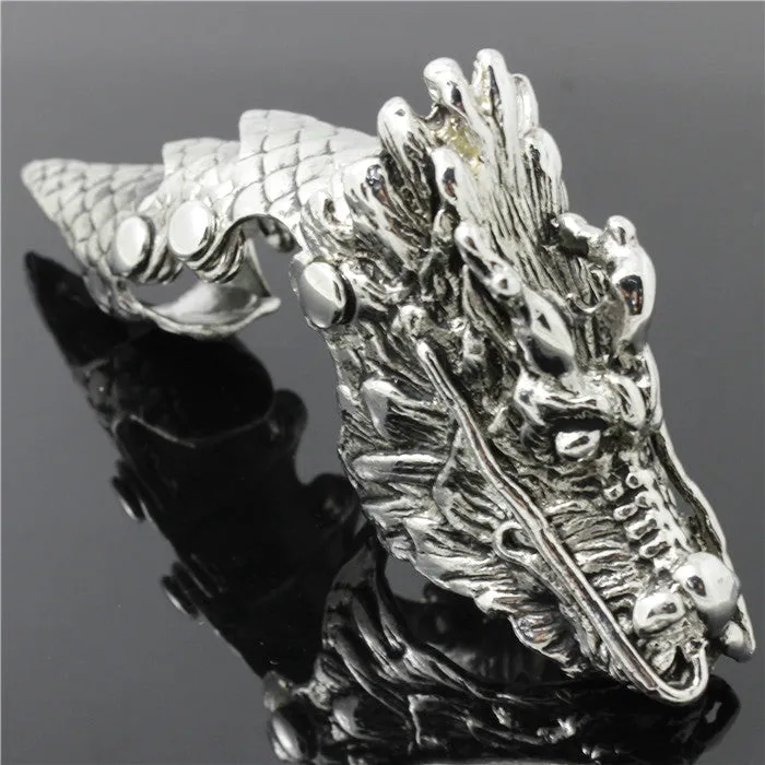 Gothic Antique Silver Colored Full finger Knuckle ring