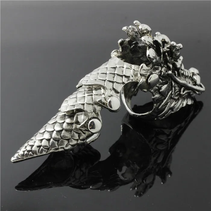 Gothic Antique Silver Colored Full finger Knuckle ring