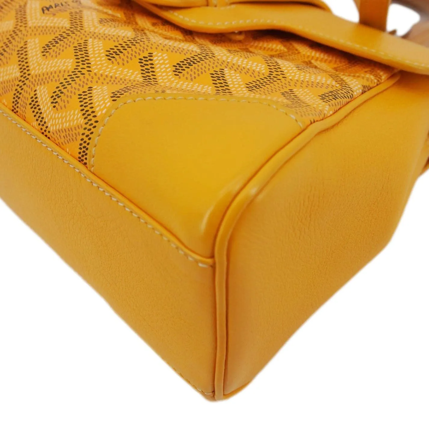 GOYARD Saigon Mini Chevron Print Coated Canvas Top Handle Shoulder Bag Yellow