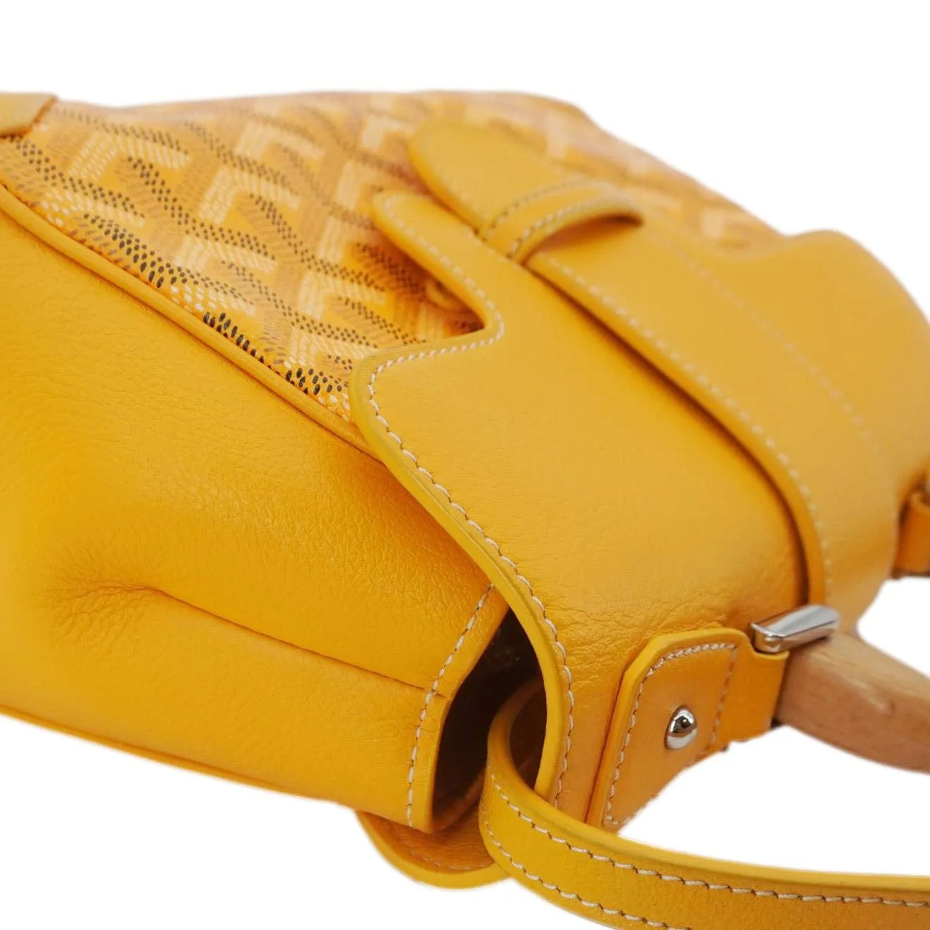 GOYARD Saigon Mini Chevron Print Coated Canvas Top Handle Shoulder Bag Yellow
