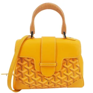 GOYARD Saigon Mini Chevron Print Coated Canvas Top Handle Shoulder Bag Yellow