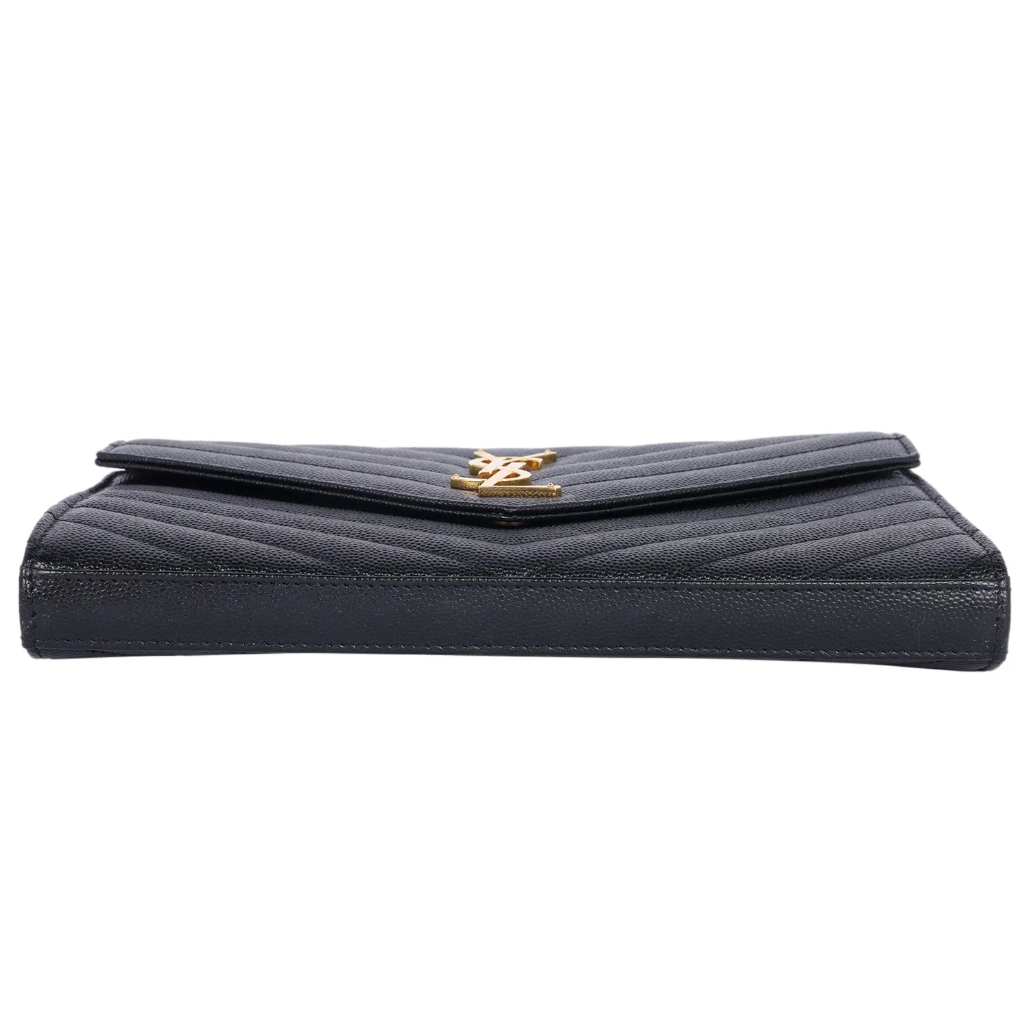 Grain De Poudre Matelasse Chevron Monogram Envelope Chain Wallet