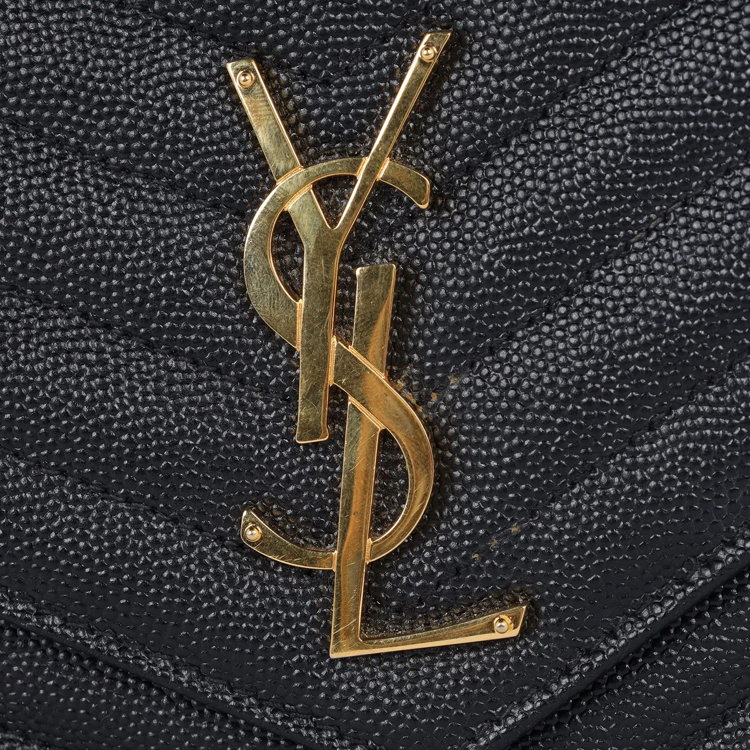 Grain De Poudre Matelasse Chevron Monogram Envelope Chain Wallet