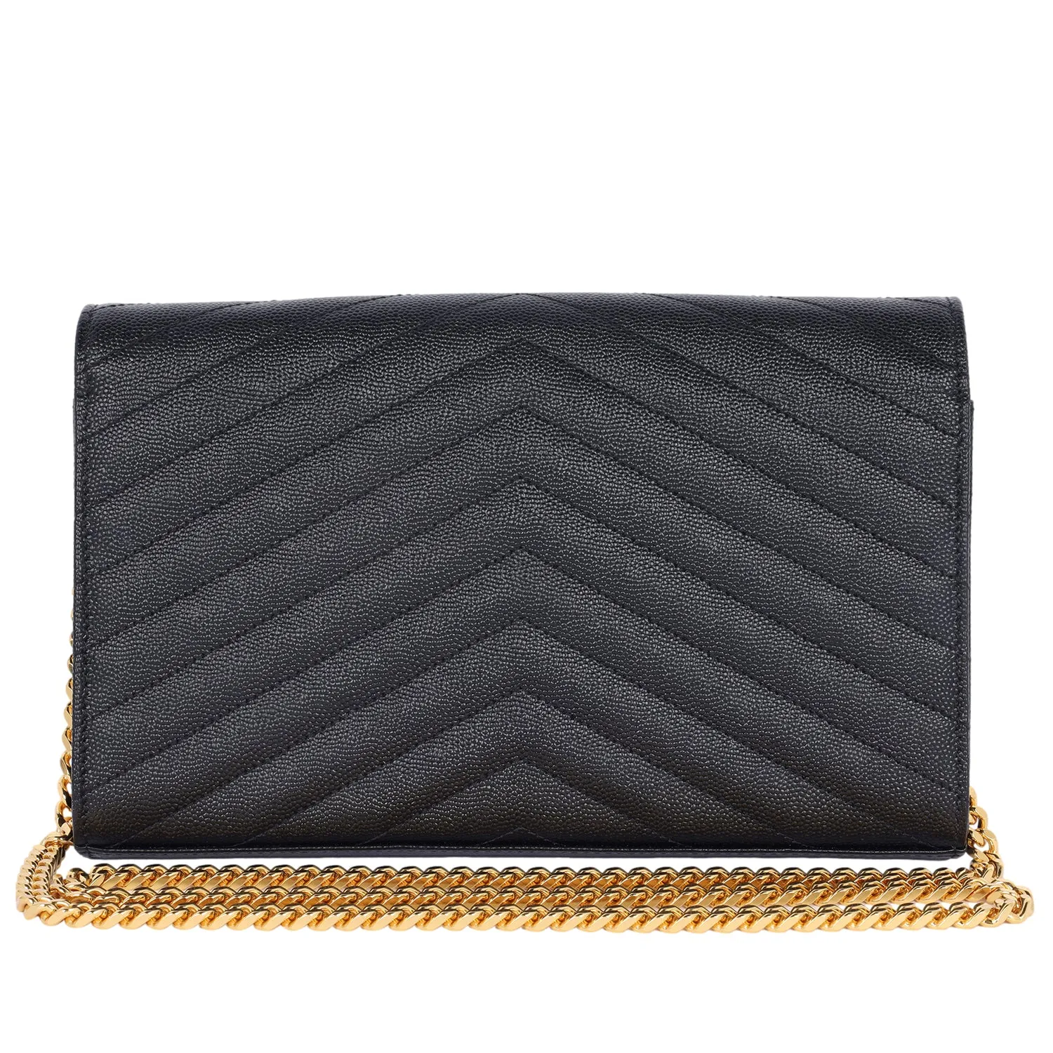 Grain De Poudre Matelasse Chevron Monogram Envelope Chain Wallet