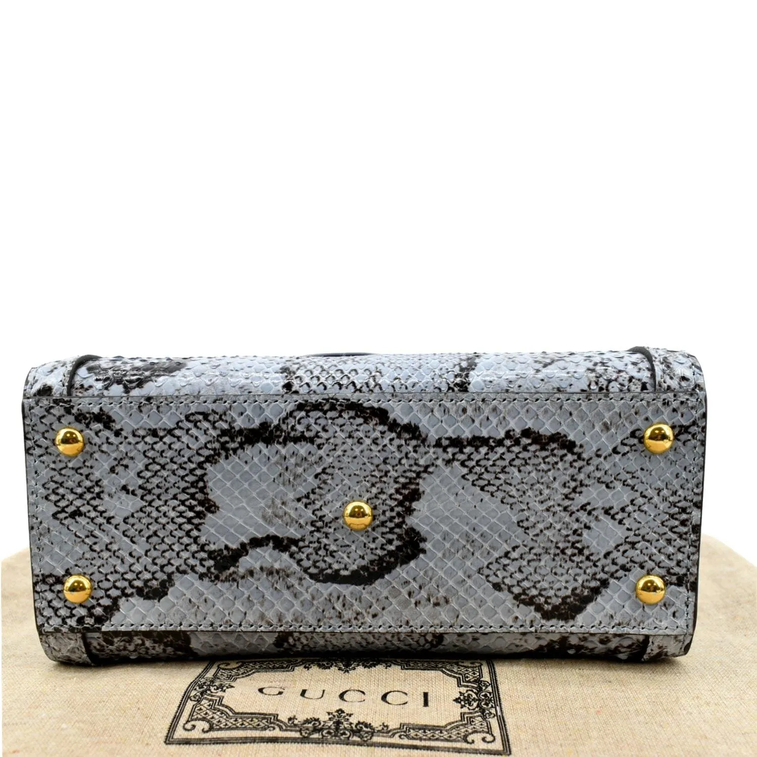 GUCCI Diana Bamboo Mini Python Leather Tote Bag Light Blue