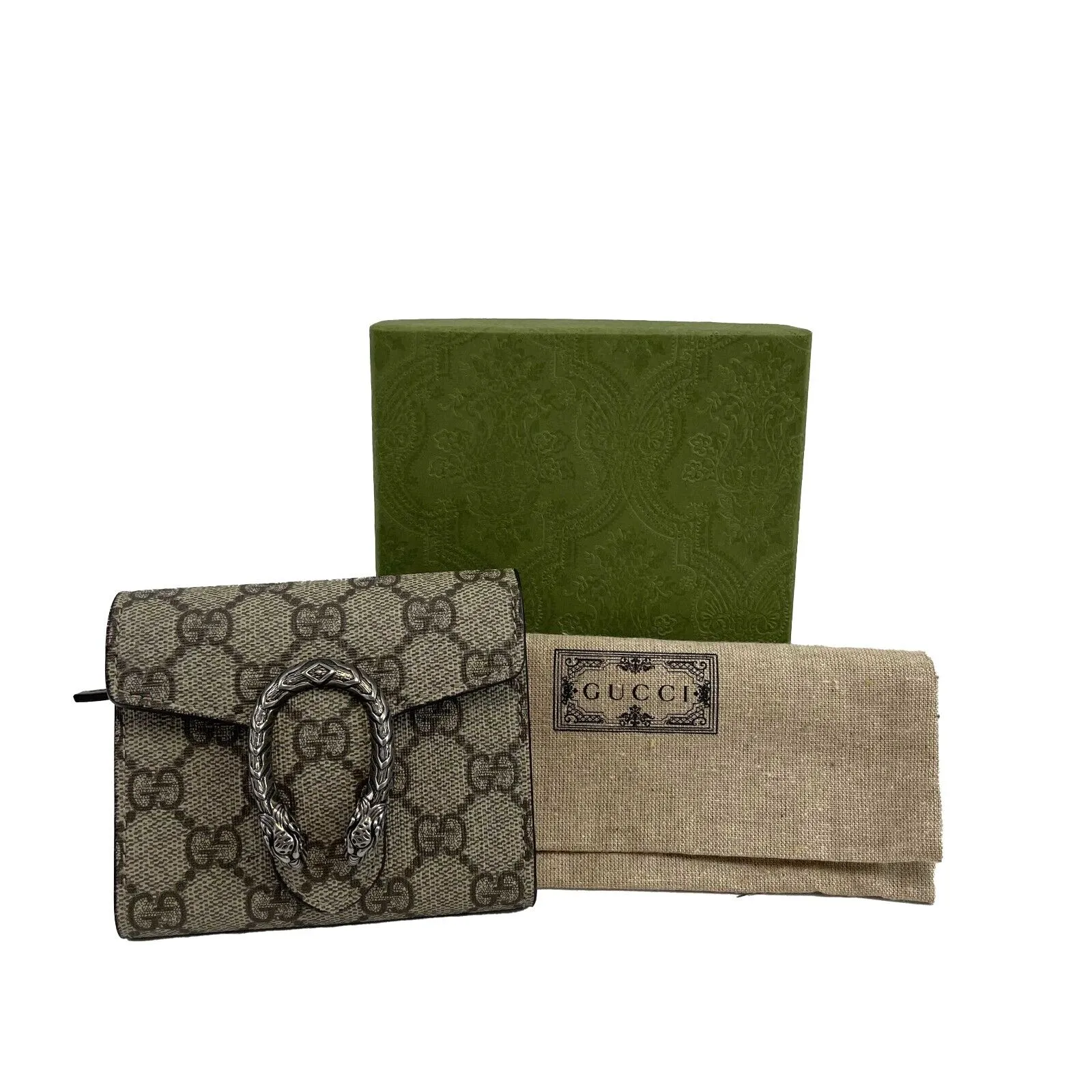 Gucci Dionysus Supreme Card Case Wallet GG Coated Canvas Compact