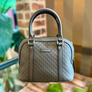 GUCCI Dome Mini Gray Microguccissima Shoulder Bag