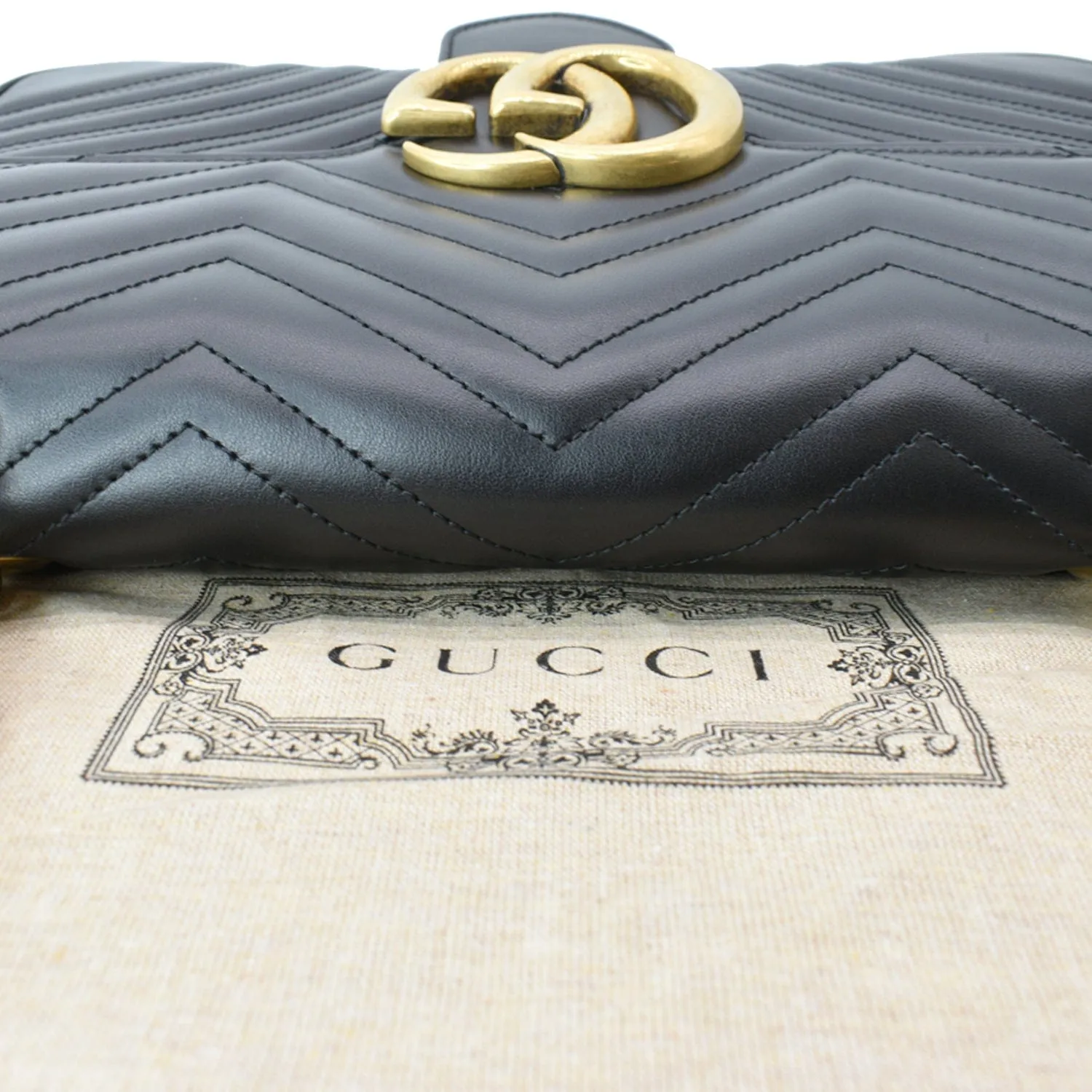 GUCCI GG Marmont Medium Matelasse Shoulder Bag Black 443496