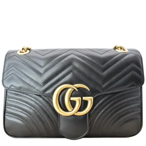 GUCCI GG Marmont Medium Matelasse Shoulder Bag Black 443496