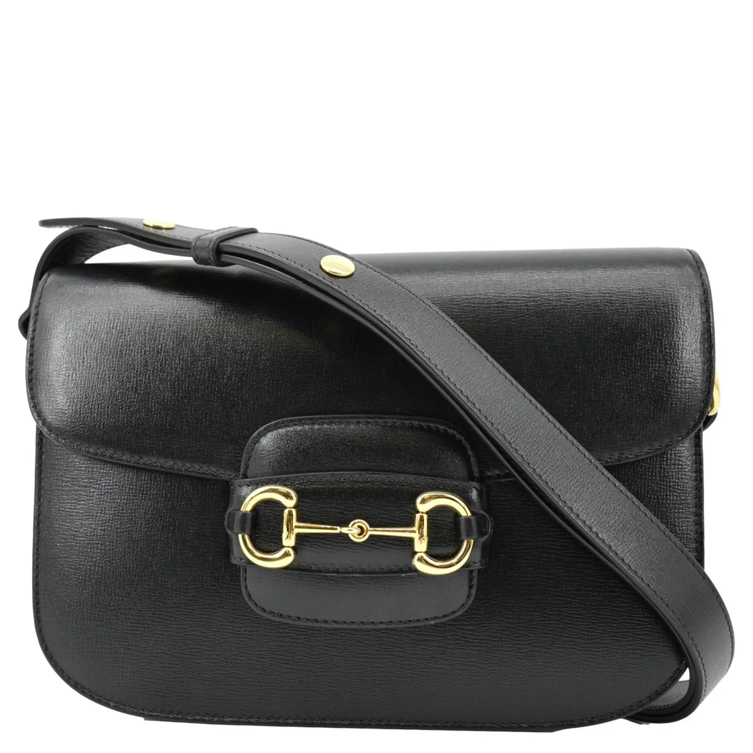 GUCCI Horsebit 1955 Small Leather Shoulder Bag Black 602204
