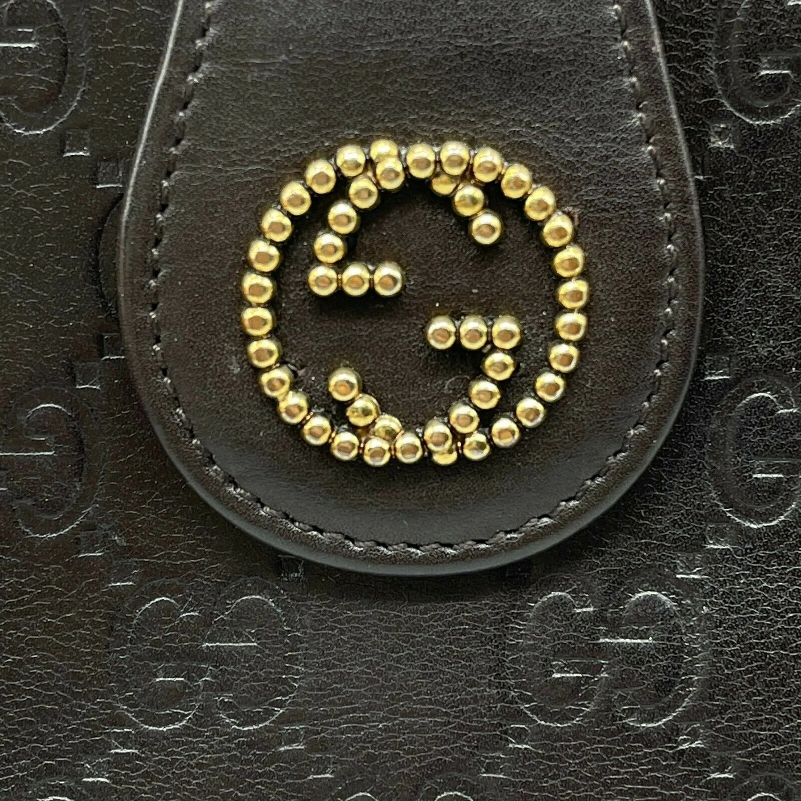 GUCCI - Monogrammed Snap Brown Leather Wallet - Gold GG Logo