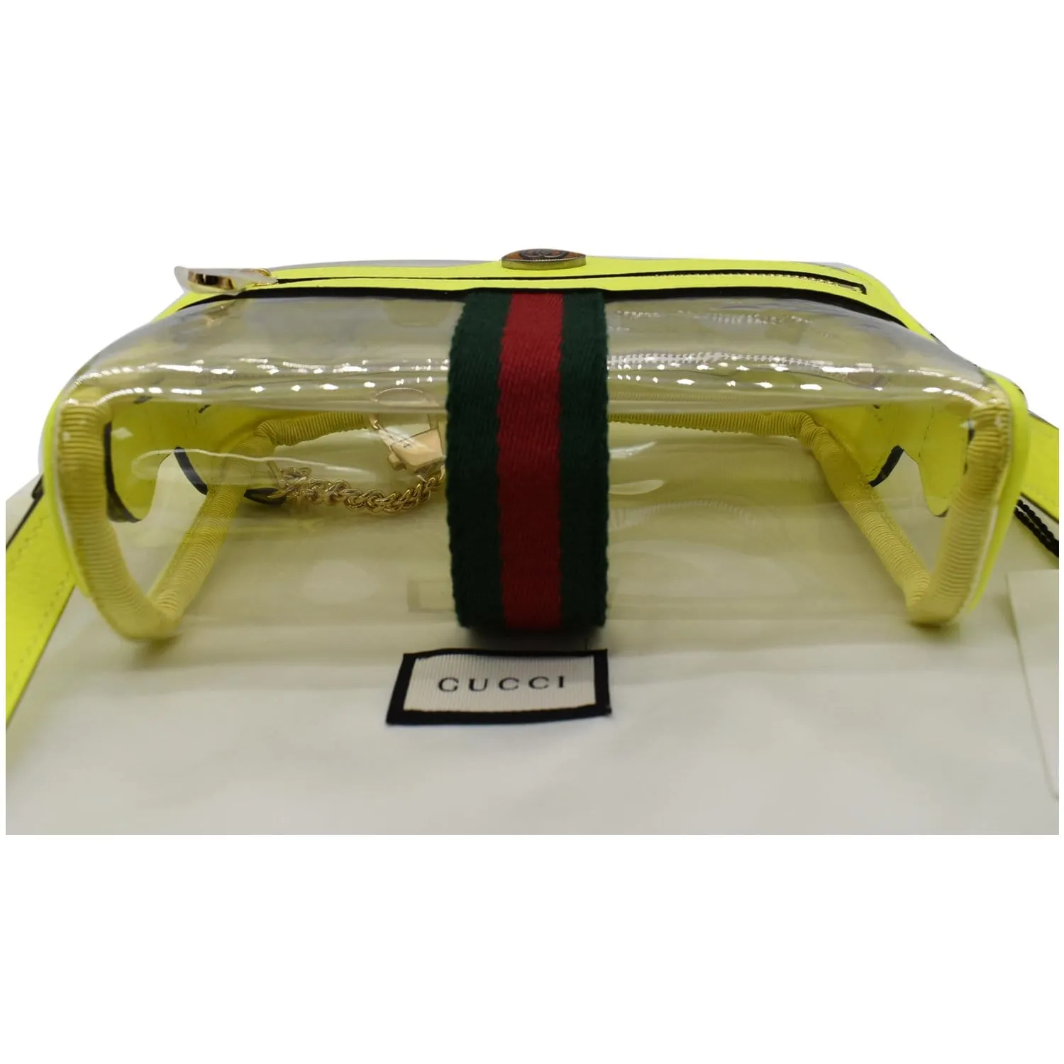 GUCCI Ophidia Mini GG Web PVC Crossbody Bag Neon Yellow 517350