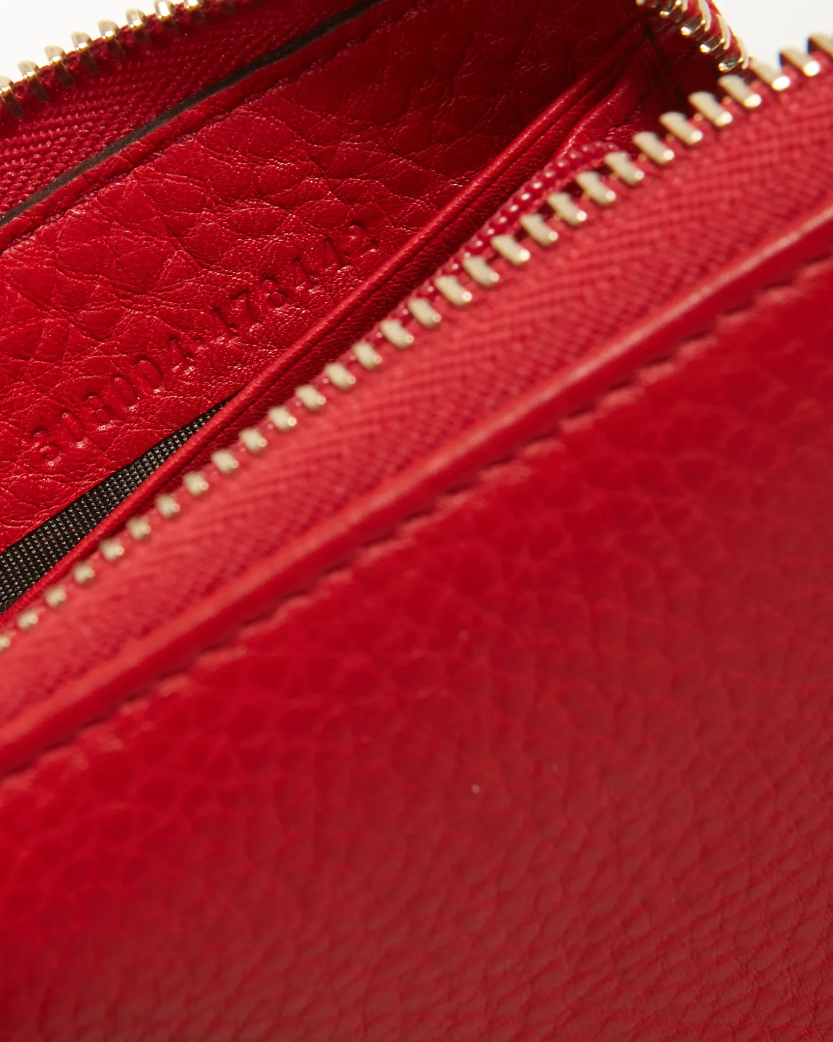Gucci Red Pebbled Leather Soho Continental Zippy Wallet