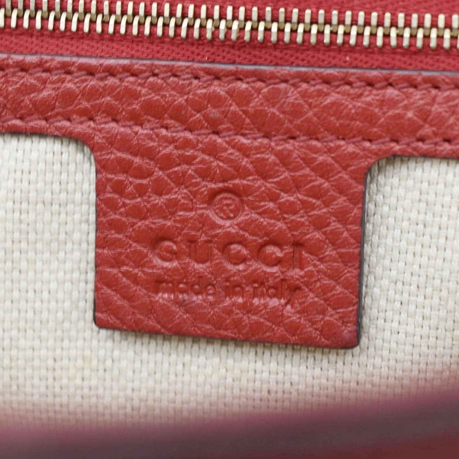 GUCCI Soho GG Flap Leather Chain Crossbody Bag Red 536224