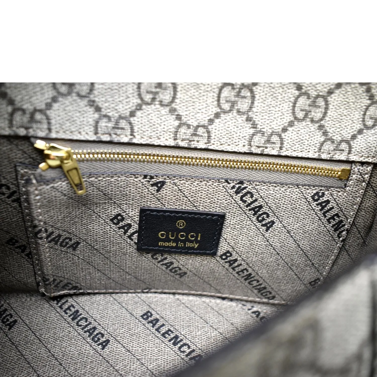 GUCCI x Balenciaga Hourglass GG Supreme Canvas Shoulder Bag Beige